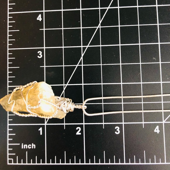 Vintage Raw Citrine Crystal Pendant Silver Necklace - Picture 8 of 15